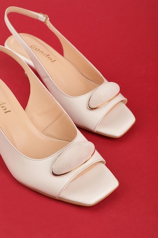 Gondol Kadın Hakiki Deri İnce Stiletto Topuklu Abiye Ayakkabı Brgl.6153 Bej Rugan