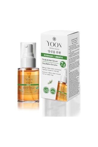 Yoon Vegan Biberiye Saç Bakım Serumu - Saç Dökülme Karşıtı, Hızlı Saç Uzatan, Sülfat, Paraben Ve Silikon İçermeyen, 7 Doğal Aktif İçerikli, Besleyici Ve Güçlendirici Saç Ve Saç Derisi Serumu 50ml