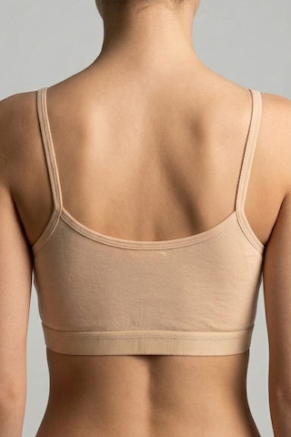 Mataş Kadın İnce İp Askılı Pedli Pamuklu Büstiyer Crop Bralette Bej