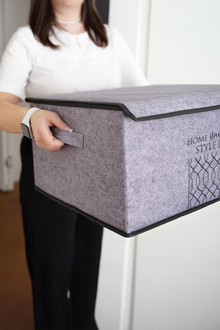 Elegance Keçe Kapaklı Baza Kutu Hurç, Organizer, 50x40x19cm, Eşyalarınızı Düzenleyin, Gri Renk Renkli