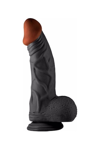 Erofoni Yeni Nesil Siyah Süper Realistik 21 CM Vantuzlu Gerçekçi Yapay Zenci Dildo Penis