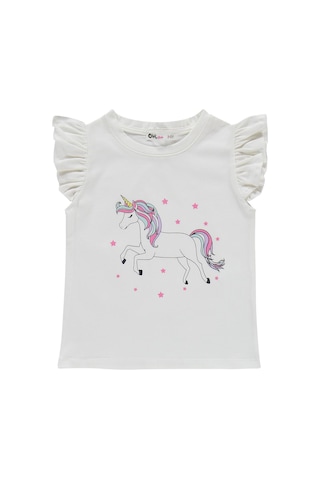 Civil Girls Unicorn Baskılı 2-5 Yaş Takım - Ekru