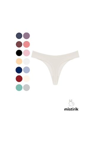 Mistirik Paulo Model Fitilli Esnek Kumaş String Tanga Ekru Renk Ekru