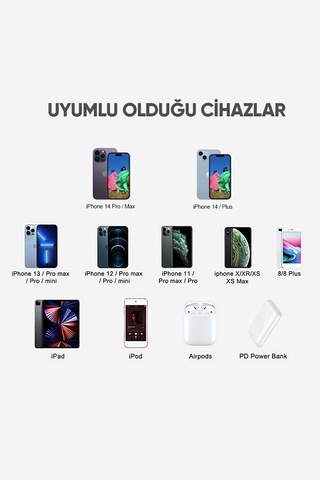 Abatech Hızlı Şarj Destekli Type-c To Lightning Apple Uyumlu iPhone Şarj Aleti Seti 35w Beyaz