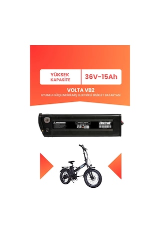 Volta Vb2 Uyumlu 36v 15ah Yüksek Kapasite Güçlendirilmiş Elektrikli Bisiklet Bataryası Siyah