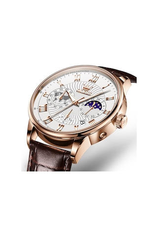 Olevs 2893 Erkekler Çok Fonksiyonlu İş Kuvars Saati Kahverengi + Beyaz