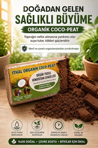 Organik Coco Peat Hindistan Cevizi Lifi Doğal Toprak Düzenleyici Tohum Fide Saksı Bahçe 560 Gram 100