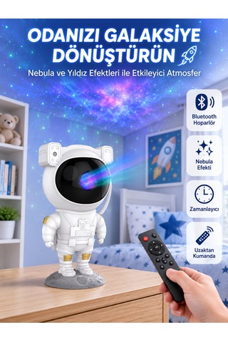 Dekoratif Fonksiyonel Astronot Projeksiyon Aydınlatma 150 Inç