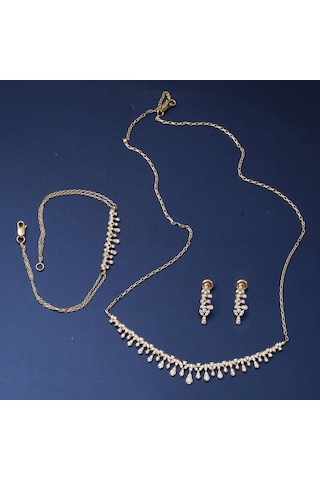 Damla Model 14 Ayar Altın Üçlü Set