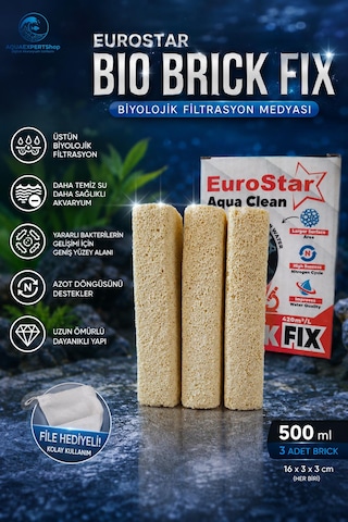 Akvaryum Filtre Malzemesi - Bio Brick Fix 500 Ml - Güçlü Bakteri Tutucu Biyolojik Medya - 3 Adet Brick - File Hediyeli