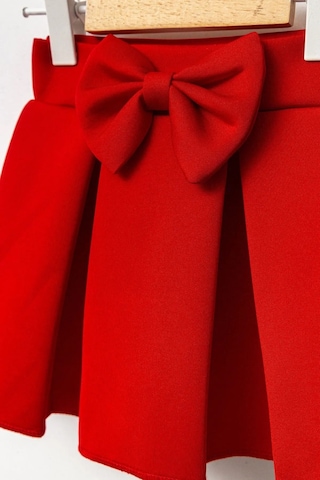 Fiyonklu Kız Çocuk Etek Kırmızı