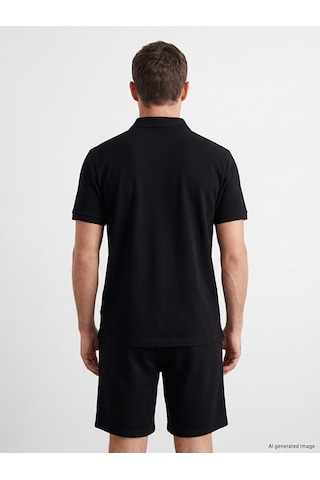 Lcwaıkıkı Classic Siyah Polo Yaka Türkiye Baskılı Erkek Tişört
