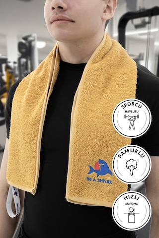 Sporcu Antrenman Havlusu Gym Fitness Plates Boks Tenis Spor Havlu Hardal