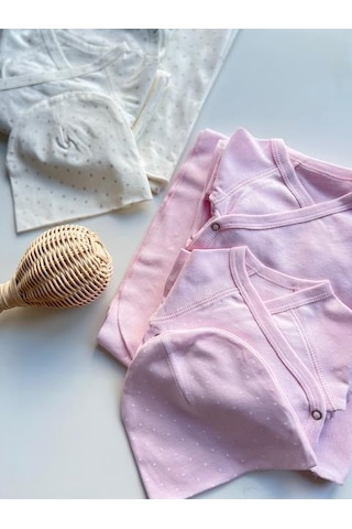 Key Kıds Pembe Puantıyeli Pamuk Hastane Çıkışı Seti Newborn 0-3 Ay Çok Renkli