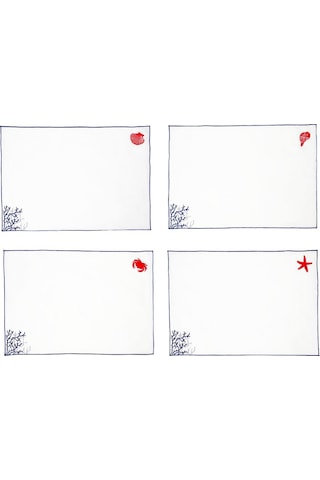 Amerikan Servis Mercan Desenli 4 Lü Set Diğer