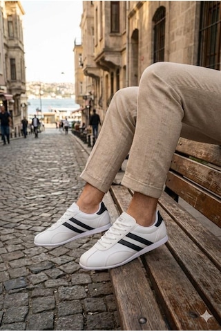 M.p 261 6576 Rahat Esnek Sneaker Erkek Ayakkabı Beyaz - Lacivert