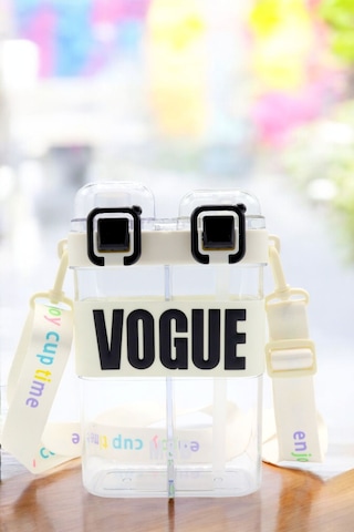 Çift Bölmeli Vogue Matara Beyaz, 900 Ml Çift Kapaklı, Pipetli
