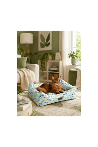 Kedi Ve Köpek Yatağı Kafa Destekli Kaydırmaz Taban Yıkanabilir Fermuarlı Minder %100 Boncuk Elyaf Çok Renkli - 880924859 Xl