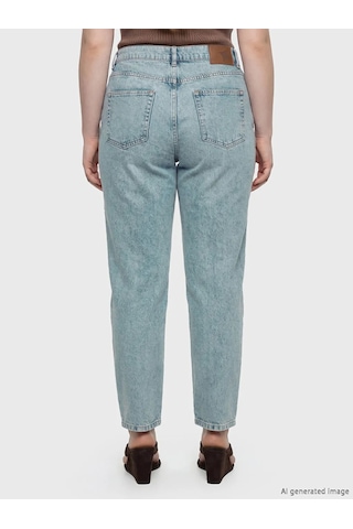 Lc Waikiki Mavi Slim Mom Kadın Jean Pantolon