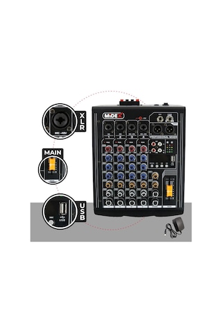 Midex MP-400 Amfili Power Mikser 2x200 WATT 4 Kanal (Bluetooth US Efekt Kayıt)