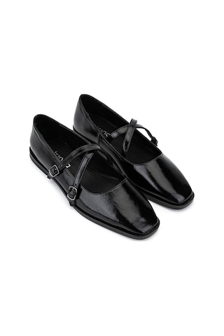 Tamer Tanca Kadın Hakiki Deri Siyah Rugan Babet Ayakkabı 1073 Yk7 Bn Ayk Sk25-26 Sıyah Krsk Rgn Siyah Kırışık Rugan