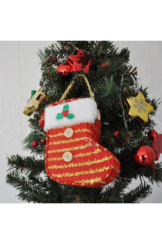 Yılbaşı Ağaç Süsü Süslü Süpriz Kutusu Çorap Modeli 15x10 Cm