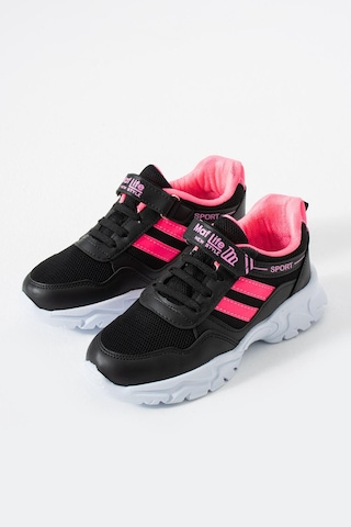 Adımist Çocuk Ortopedik Cırtlı Hafif Unisex Sneaker Spor Ayakkabı Maf Cırtlı Siyah - Fuşya