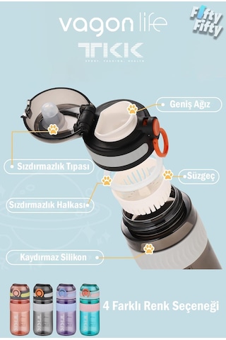 Tkk 550 Ml Rahat İçim U Ağızlı Bpa İçermeyen Taşıma Kulplu Tritan Su Matarası Fftkk1016-550ml 001
