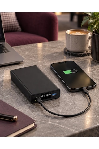 ENERX ENR-P2025DT 20000 mAh Powerbank 22.5 Watt Led Göstergeli Siyah