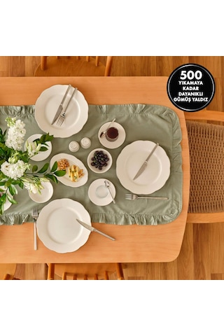 Bella Maison Clover Porselen 26 Parça 6 Kişilik Kahvaltı Takımı Silver Gümüş