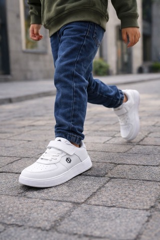 Muggo Snyder Cırtlı Ve Bağcıklı Günlük Çocuk Sneaker Spor Ayakkabı Beyaz