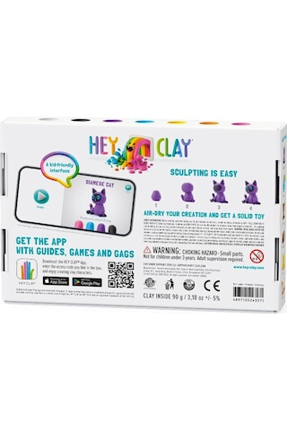 Hey Clay Hava İle Kuruyan Kil 6'lı Kutu - Sevimli Evcil Hayvanlar Tavşan, Siyam Kedisi, Gine Domuzu