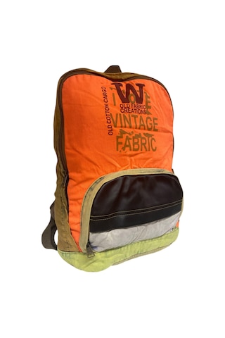 Old Cotton Cargo Kaliteli Tek Bölmeli Vintage Disayn Günlük Gezi Spor Okul Sırt Çantası Patchwork Komor 29x42cm Bej