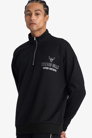 Defacto Defactofit Nba Chicago Bulls Oversize Geniş Kalıp Dik Yaka Fermuarlı Sweatshirt F9813ax25aubk81 Siyah-bk81