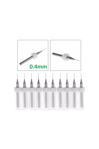 Pcb Matkap Ucu 0,4mm Tungsten Mikro Karbür 10 Adet 18 Shank Spiral Flüt