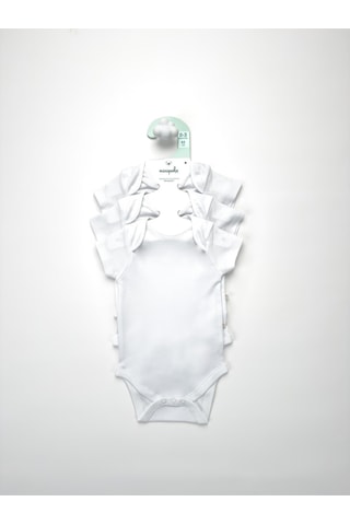 Sezgibaby Unisex, Bebek Kısa Kol % 100 Pamuk 3'lü Çıtçıtlı Body & Zıbın 0-3 Ay / 3-6 Ay / 6-9 Ay Beyaz