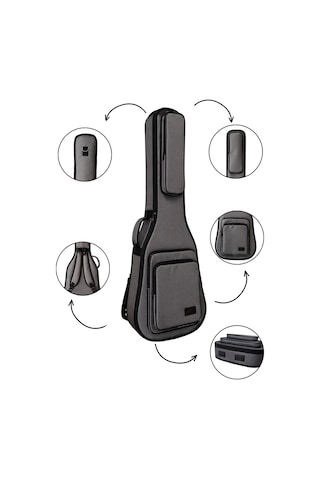 Gri Profesyonel Gigbag Klasik Gitar Kılıfı - Çantası - Su Geçirmez