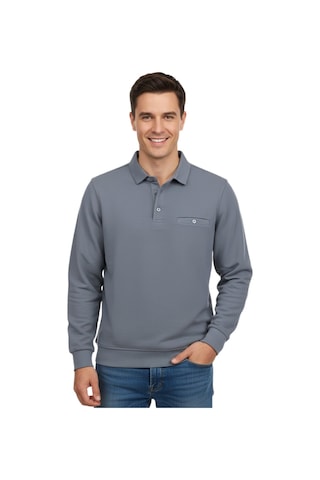 Raymons Erkek Gömlek Yaka Petek Doku Cepli Regular Fit Sweatshirt Bgl-st04956 Gri
