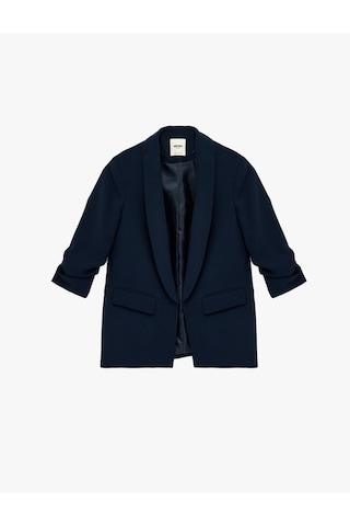 Koton Şal Yaka 3/4 Kollu Uzun Blazer Ceket Lacivert 6sak50004uw Lacivert