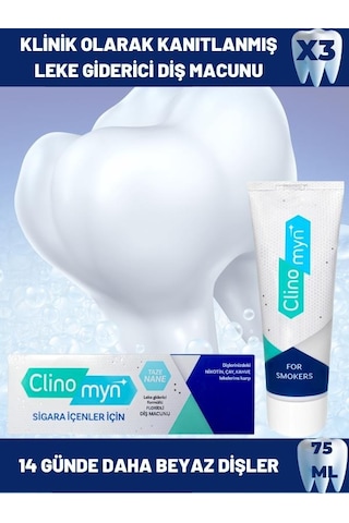 Clinomyn Sigara İçenler İçin Beyazlatıcı Diş Macunu 3 x 75 ML