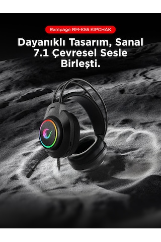 Kipchak Gaming Mikrofonlu Oyuncu Kulaklığı Siyah Rgb Led 7.1 Rm-k55