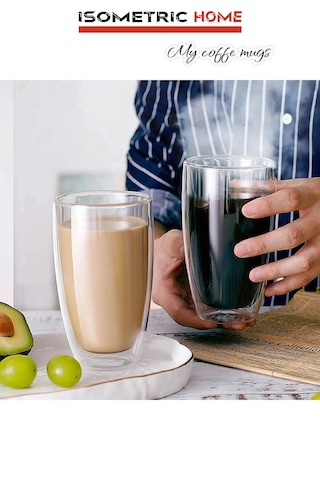 Çift Camlı Çift Cidarlı Bardak 500 Ml Şeffaf