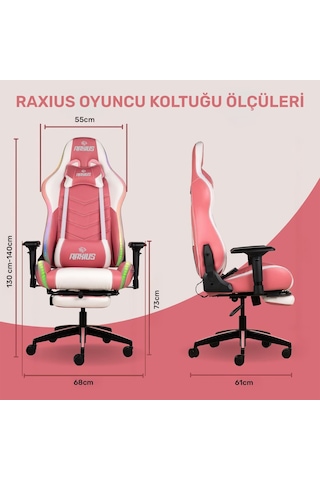 Raxius Gc3001pw Masajlı,rgb,4d Kolçaklı,ayak Destekli Oyuncu Koltuğu, Pembe- Beyaz Pembe - Beyaz