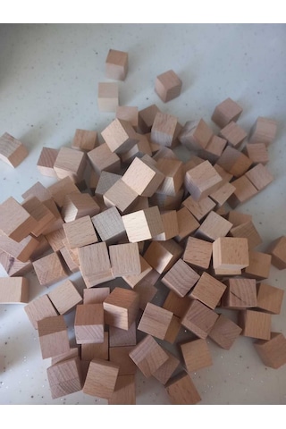 25x25x25mm 48 Adet Küp Blok Kayın Ağacı