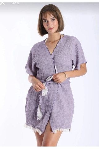 Trendol Fashıon Life Kimono - Peştemal Kimono - Müslin Kimono - Selimiye Açık Mor