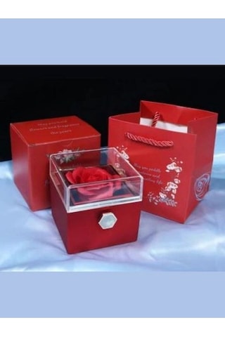 Özcan Tasarım Dönen Gül Hediye Kutusu - Sihirli Yüzük Kolye Kutusu