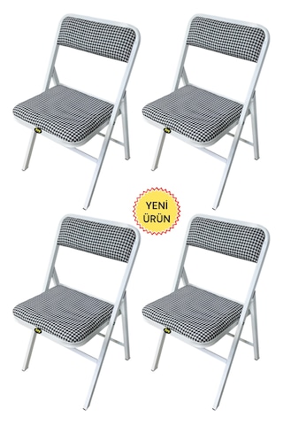 Hey 4'lü Katlanır Kamp Sandalyesi Piknik Sandalye Kazayağı Beyaz Çok Renkli