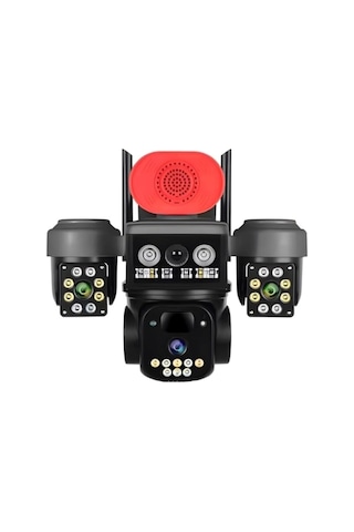 O-kam Ok8090 4g Simkartlı Solar 3 Lens 9mp Siren Mikrofon Hoparlör Yapay Zeka Güneş Panelli Ptz Kamera