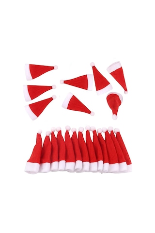 Vkemall Yılbaşı Festiviti İçin Kırmızı Noel Baba Şapka Desenli 12 Cm 20'li Servis Bezi Seti - Yemek Masası Dekorasyonu Ve Çeşitli Kullanımlı Kırmızı