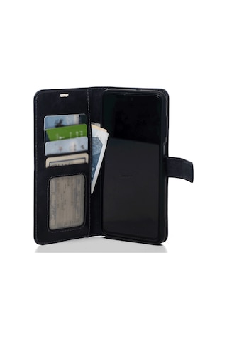 Oppo A6t Hakiki Deri Cüzdanlı Kapaklı Kaliteli Lüks Cüzdan Kılıf Lacivert